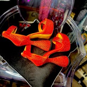 Azalea Wang chunky orange heels
